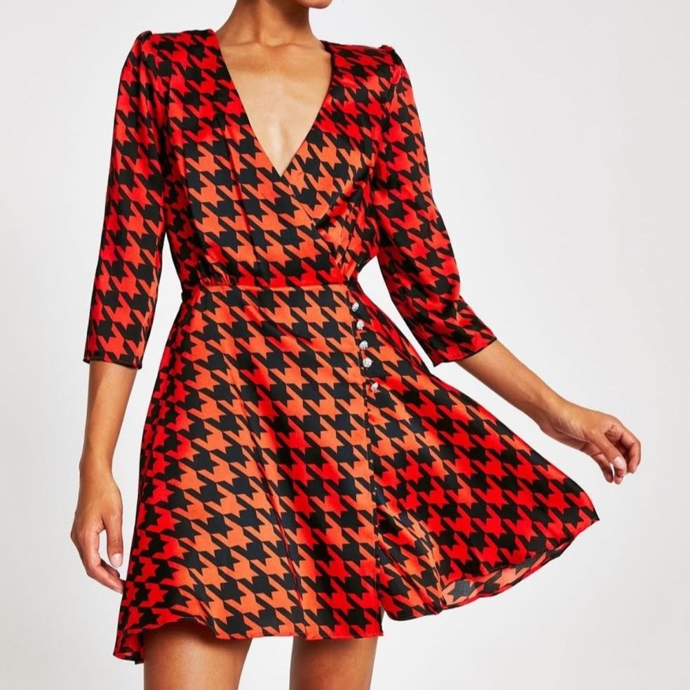 Houndstooth Mini Skater Dress